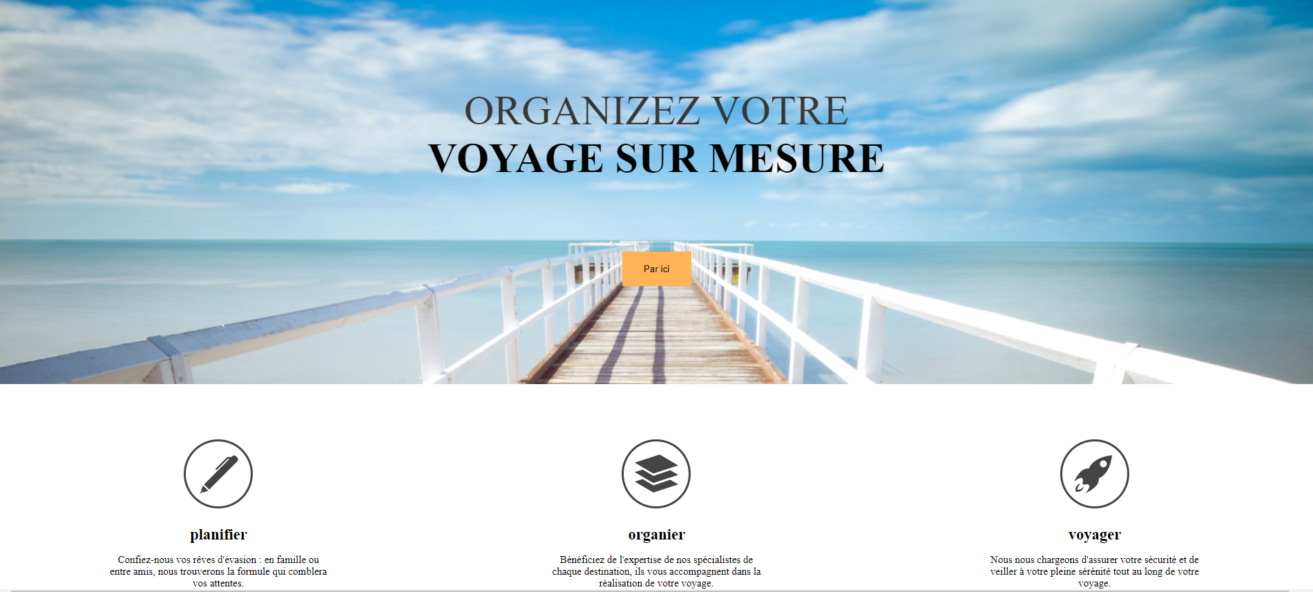 Aperçu du site d'agence de voyage